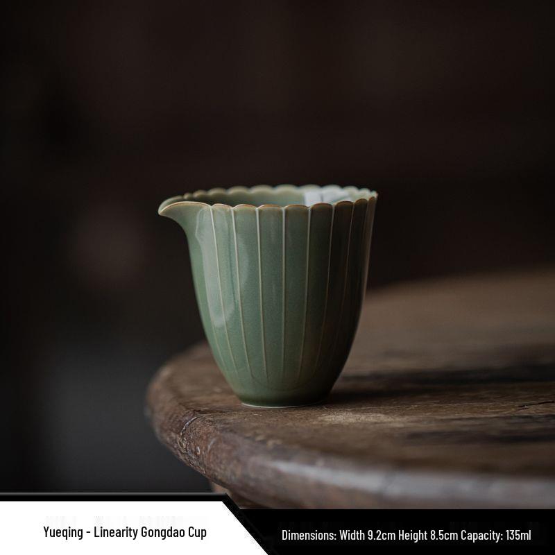 Celadon Ruyi Tea Set: Embossed Gaiwan, Teapot, Cup, Can, and Ornament