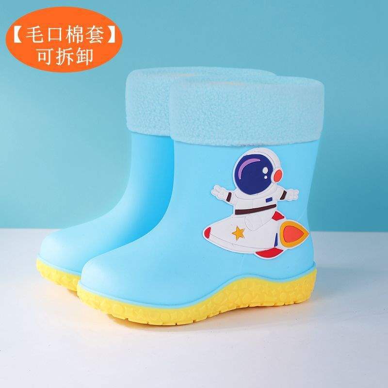 School Season Children's Rain Shoes Bundle Mouth Boys and Girls Rain Boots Non-slip Waterproof Water Shoes Kindergarten [upgrade Sole]