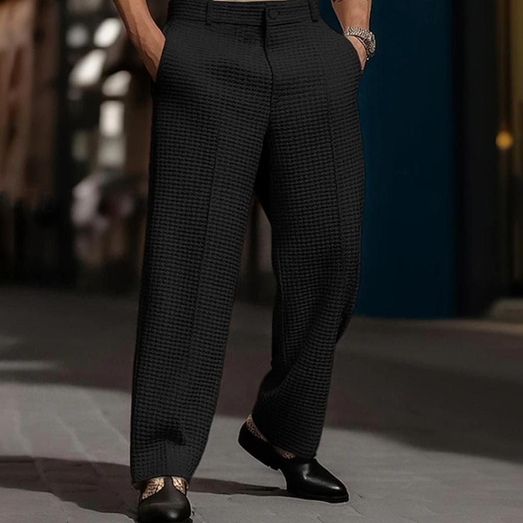 Mens Dress Pants Relaxed Fit Suit Trousers Casual Lightweight Wide Leg Pleat Front Business Work Clothes