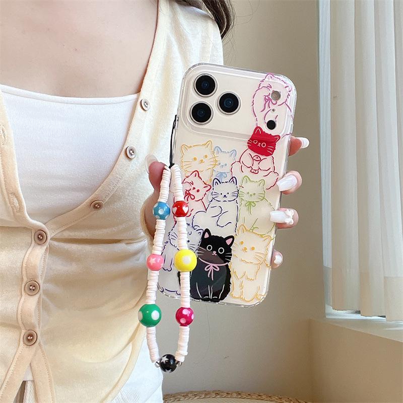 Adorable Colorful Cat Line Design Phone Case for iPhone 17, 16 Pro Max, 15, and 14 - New Model