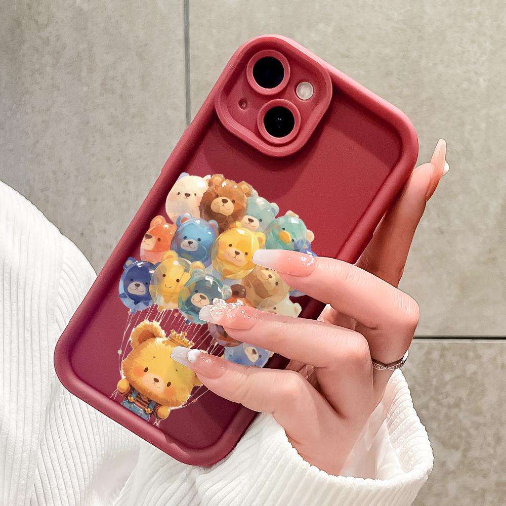 Soft Silicone Square Ladders Cartoon Pattern Full Cover Camera Protection Shockproof Case for iPhone Infinix Tecno Vivo