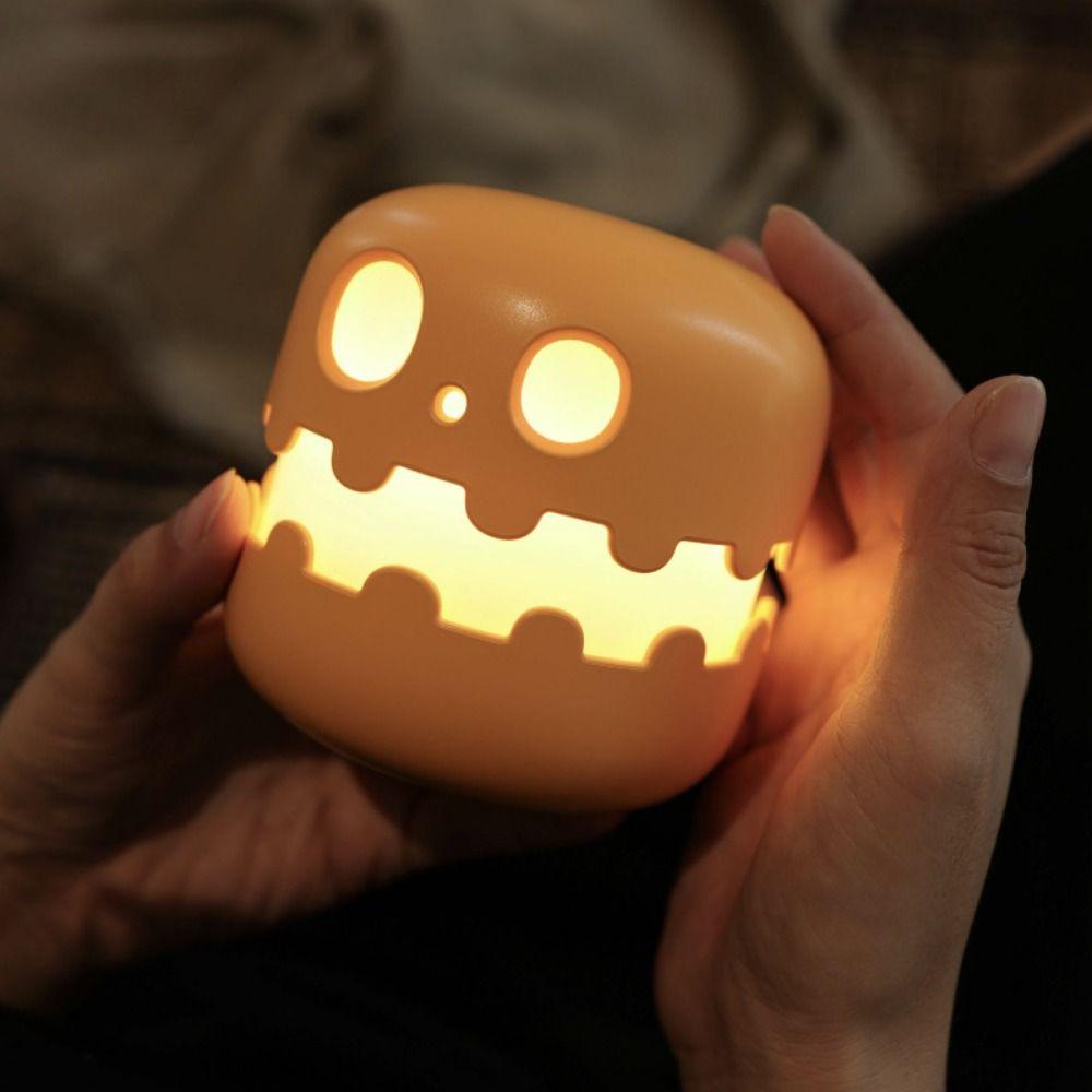 Push Type Pumpkin Night Light Auto-off Timer Mini Pumpkin LED Lantern Halloween Pumpkins Lamp  Desk