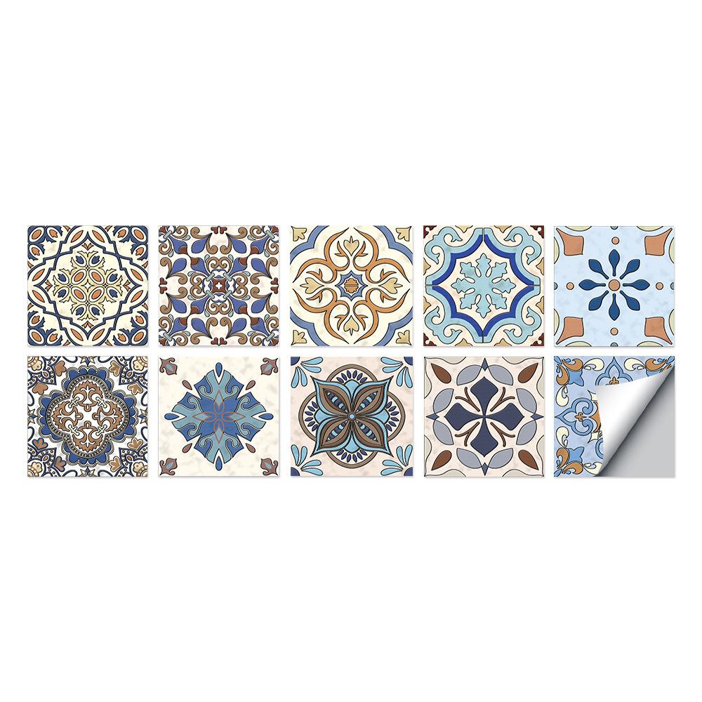 10 Pieces European Style Tile Wall Sticker Self-Adhesive Living Room Bathroom Renovation Wallpaper Pvc Crystal Film Tile Sticker