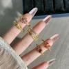 Retro Court Style Stacked Wearing Light Luxury Bow Open Ring Female Red Luan Golden Qi Flower Temperament Niche Index Finger Ring