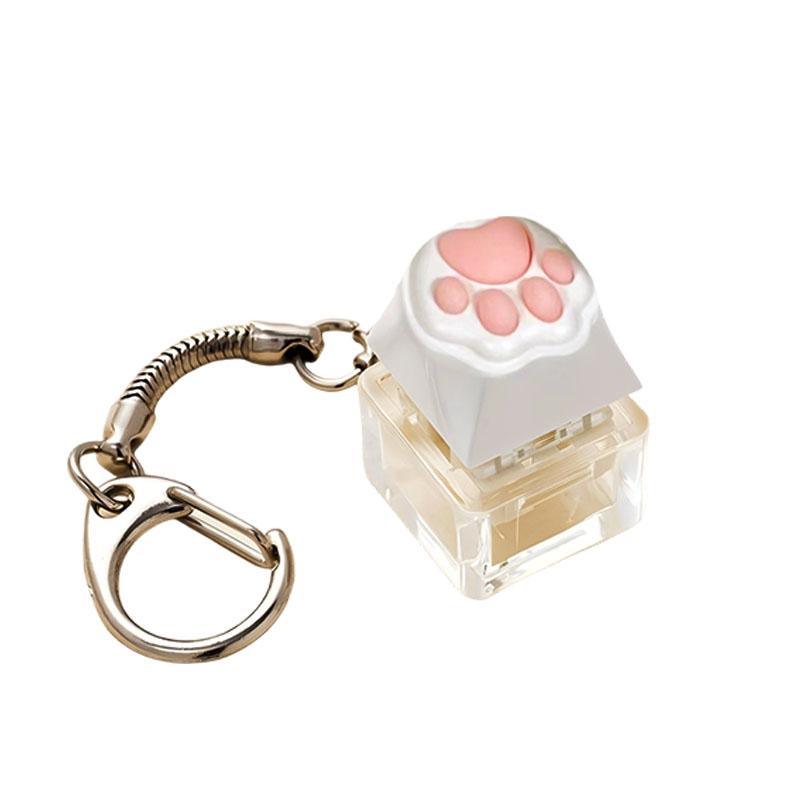 

1/2pc Cute Cat Claw Key Chain Key Ring Fingertip Decompression Pressure Toy Keycap Tester Back Bag Pendant Festival Couples Gift