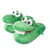 Funny Green Alligator Indoor Shoes for Women 2025 Warm Flat Cotton Slippers Creative Open Mouth Animal Short Plush Slides Home