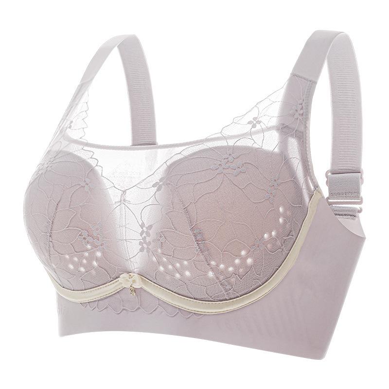 French Lace Bra Women's Gathering Adjustable Bra Sexy Summer Breathable Bra