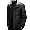 Thickened Down Jacket Men's Genuine Leather Jacket Middle-aged and Elderly Men's Leather Jacket Large Size Down Winter Lapel Jacket Loose