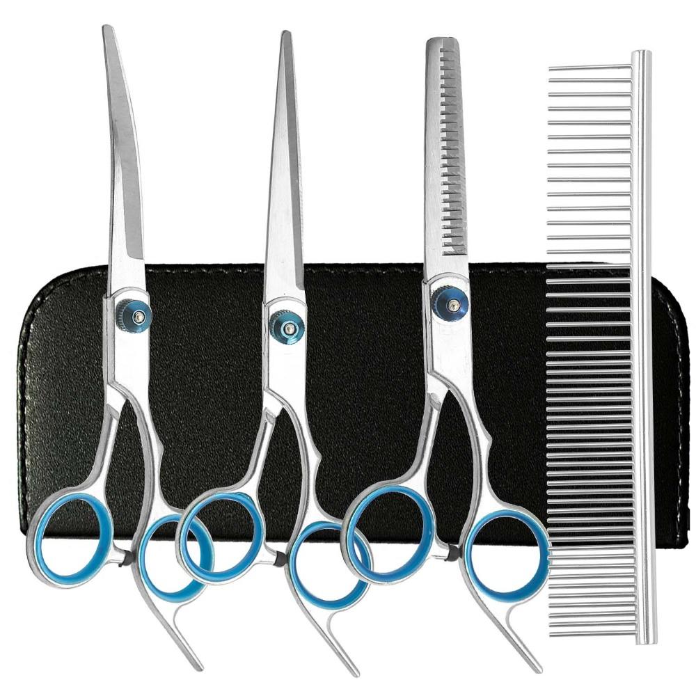 Professional Dog Grooming Trim Down Curved Stainless Steel Dog Haircut Trim Tools Round Tips Safety Pet Precision Trimming
