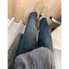 Women's Plus Size Retro Blue Velvet-Lined Straight-Leg High-Waist Jeans - Winter Slimming Wide-Leg Pants