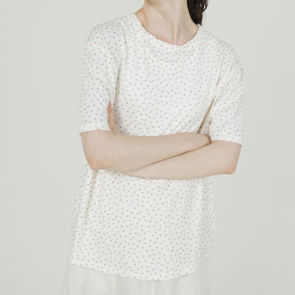 CHIQUITA Loose T-Shirt (Flower Linen) Ivory 252601Fiv
