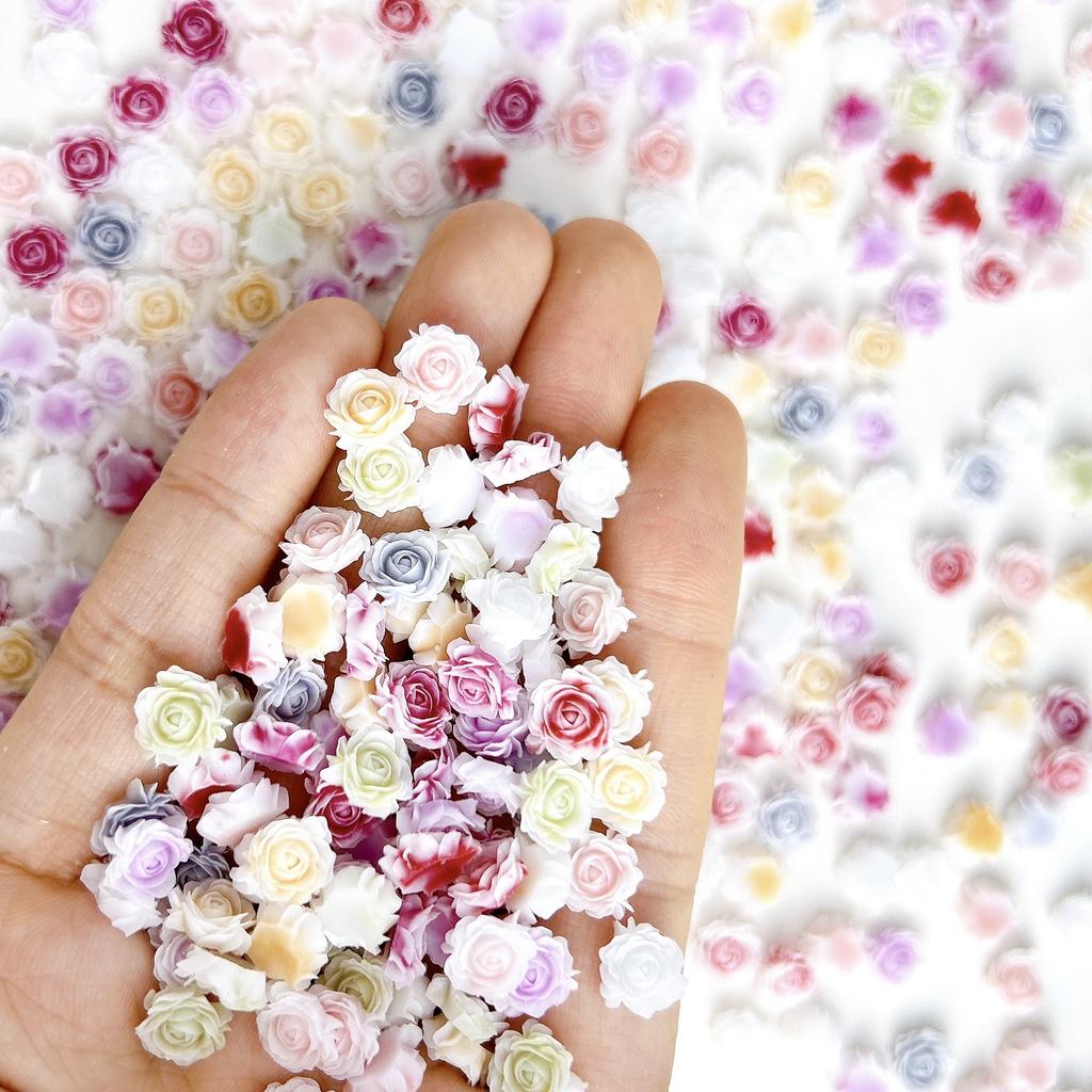 Hot Selling New Dry Rose Nail Art Accessories Gradient Dye Nail Decorations Resin Carved Camellia Accessories