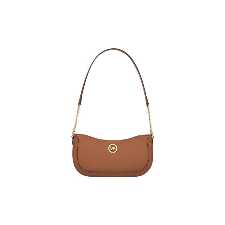 New MICHAEL KORS Leather Crescent Bag Shoulder Bag Small Size Women's Leather Brown/Milk White/Green 35S4G9GU5L