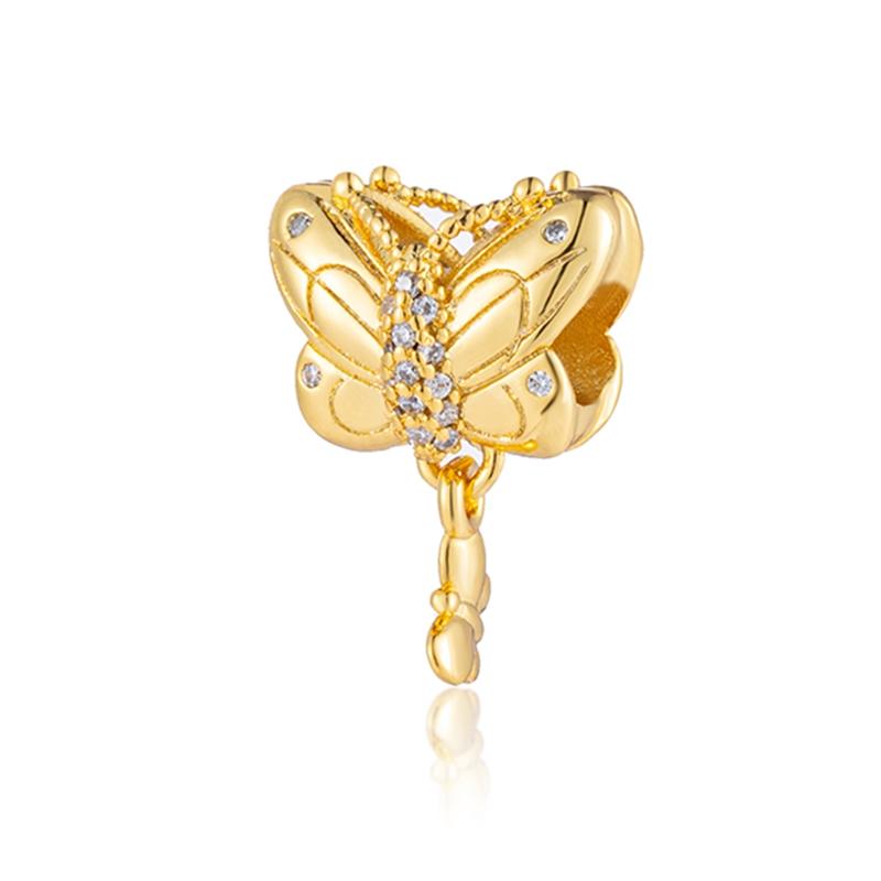Perline Charm Oro Scintillante Pendenti Originali Europei Snake Fit Bracciale in Rame Collana Perline Per Gioielli Fai da Te Regalo Donna