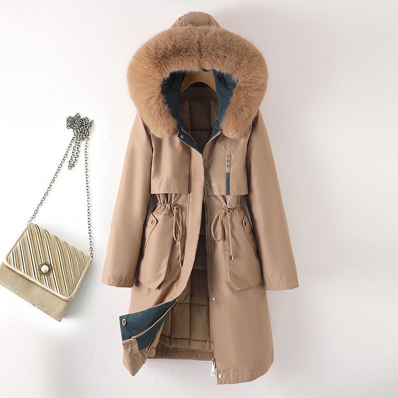 Winter Jacket Women Parka Clothes Long Coat Wool Liner Hooded Jacket Fur Collar Thick Warm Snow Wear Padded Parka