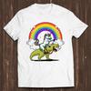 Unicorn Riding T-Rex Dinosaur Rainbow Art Funny Cool Gift Tee T Shirt C427