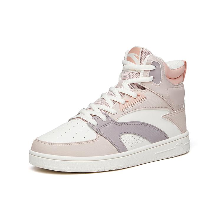 New Anta Wear Resistant Slip Resistant Cushioning High Top Skateboard Shoes Women's Pink 122138071-3