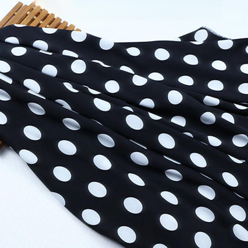 Multi-Color Polka Dot Stripe Printed Elastic Chiffon Drape Fabric for Handmade Sewing Tops Clothes Skirts Dresses Blouse Cloth