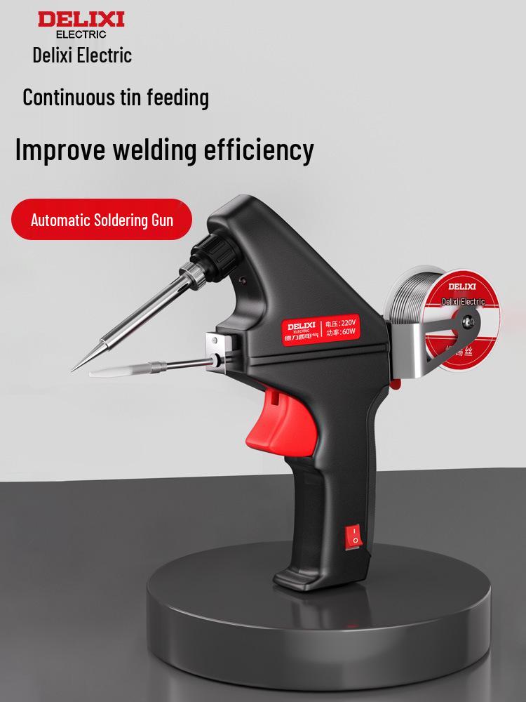 DELIXI Professional Electric Soldering Gun - Constant Temperature Iron for Household and Small Repair Welding Tasks.