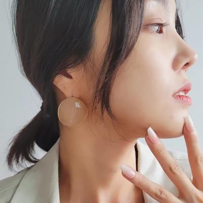 Women's Daily Unbalanced Color Egg Titanium Needle Earrings
