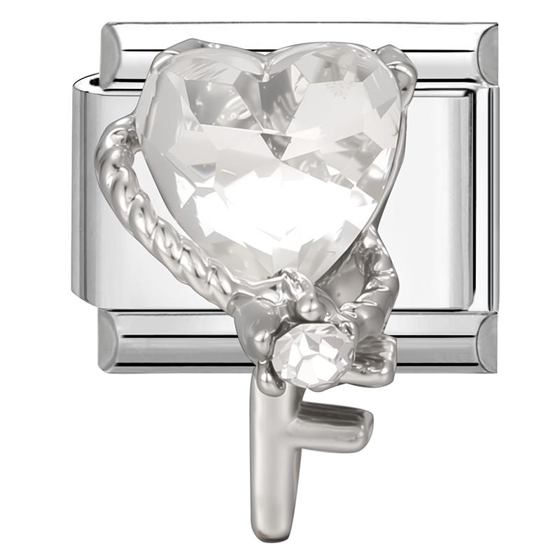 Shiny Zircon Bow Knot Cherry Heart Butterfly Pendant Italian Charm Links Fit 9mm Stainless Steel Bracelet Women DIY Making Gift
