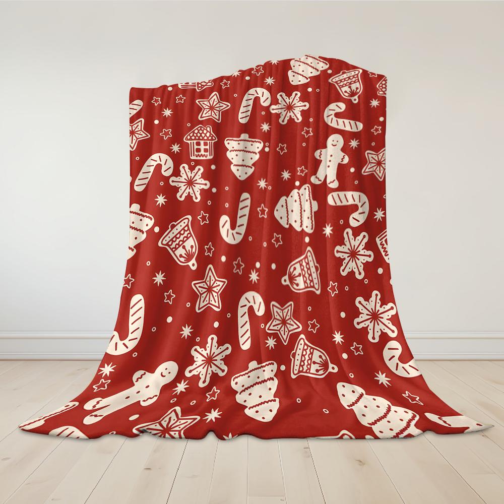 Xmas Cookie Flannel Blanket Warm Soft Halloween Christmas Couch Warm Cozy Decorative Decor Gift For All Season