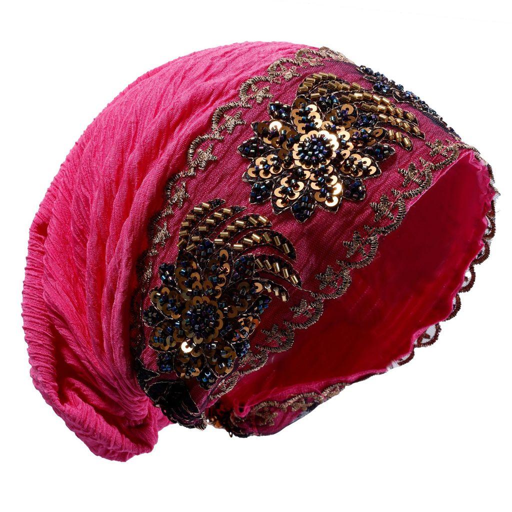 Ethnic Headwear With Lace Beads And Sequins For Fashionable Summer Comfort