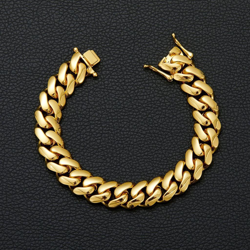 Dragon Head Clasp Cuban Bracelet 14K Solid Gold 8-22mm Micro Sculpted Buckle Hip Hop Men Jewelry