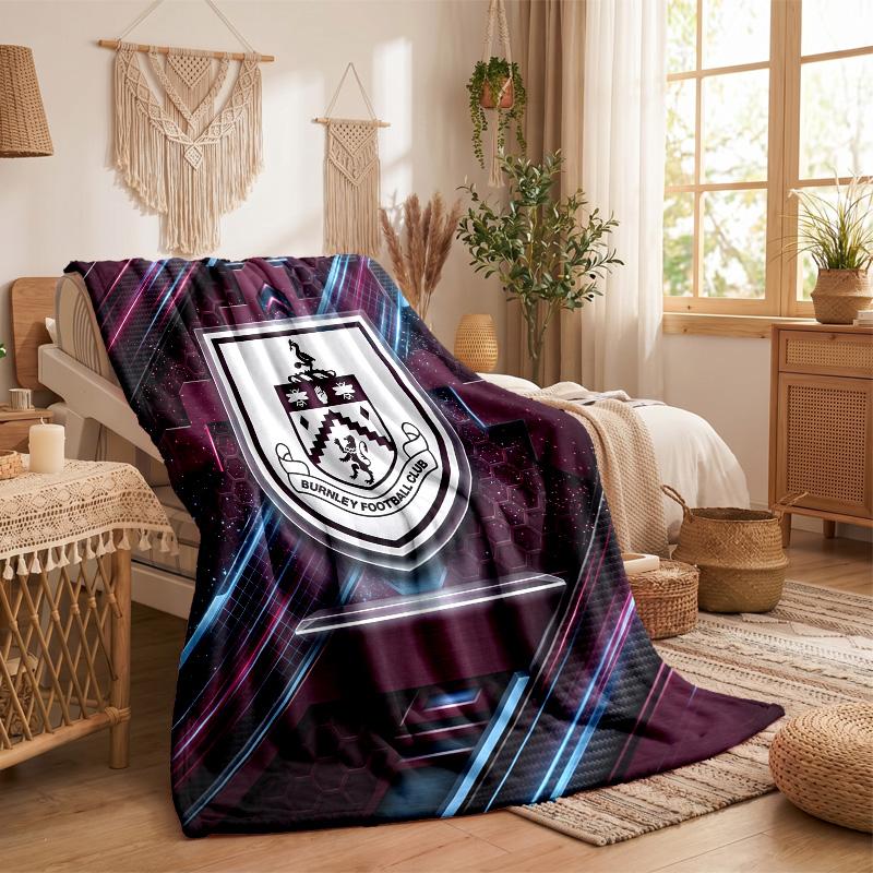 Burnley Football Print Flannel Blanket Soft Warm Sofa Bed Throw Blanket For Home Office Bedroom