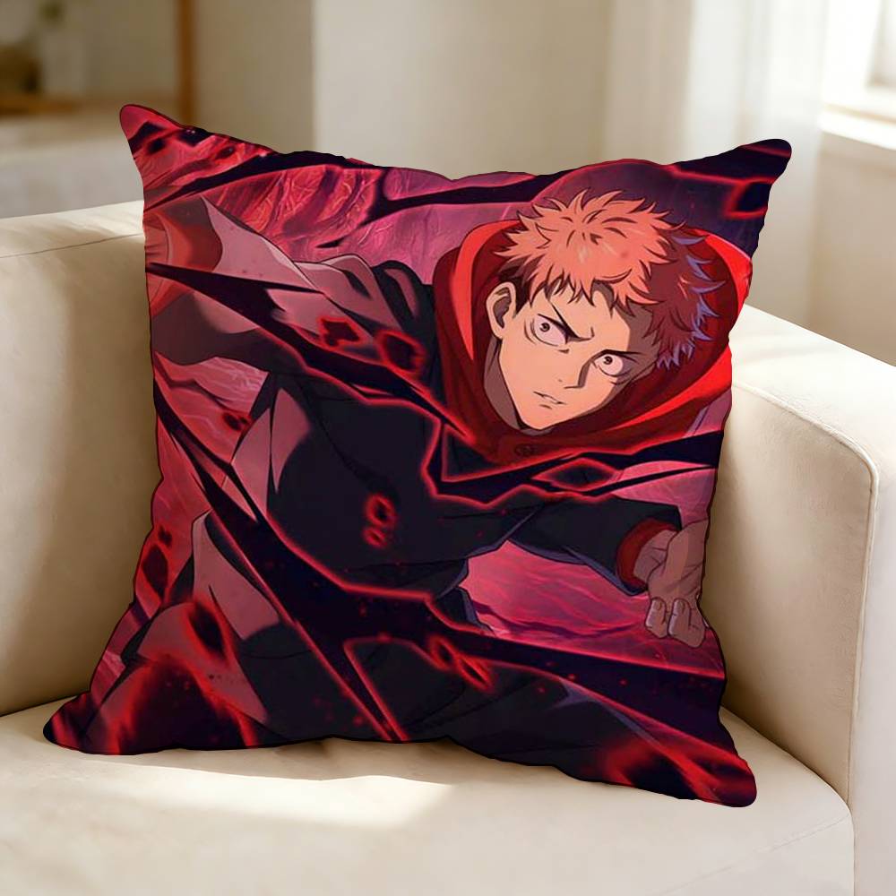 JJujutsu KKaisen Anime YYuji Itadori Square DoubleSided printed Pillow Case Bedroom Bedside Pillow Sofa Cushion Cover