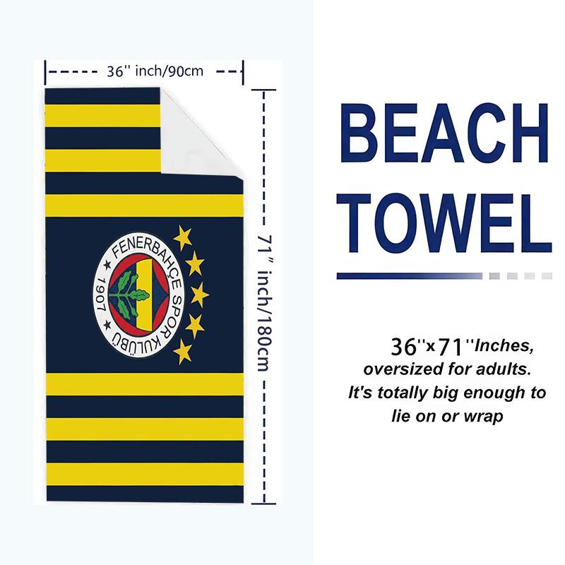 Fenerbahçe Logo Print Beach Towel, Large Soft Quick Dry Towel for Beach Camping Swimming