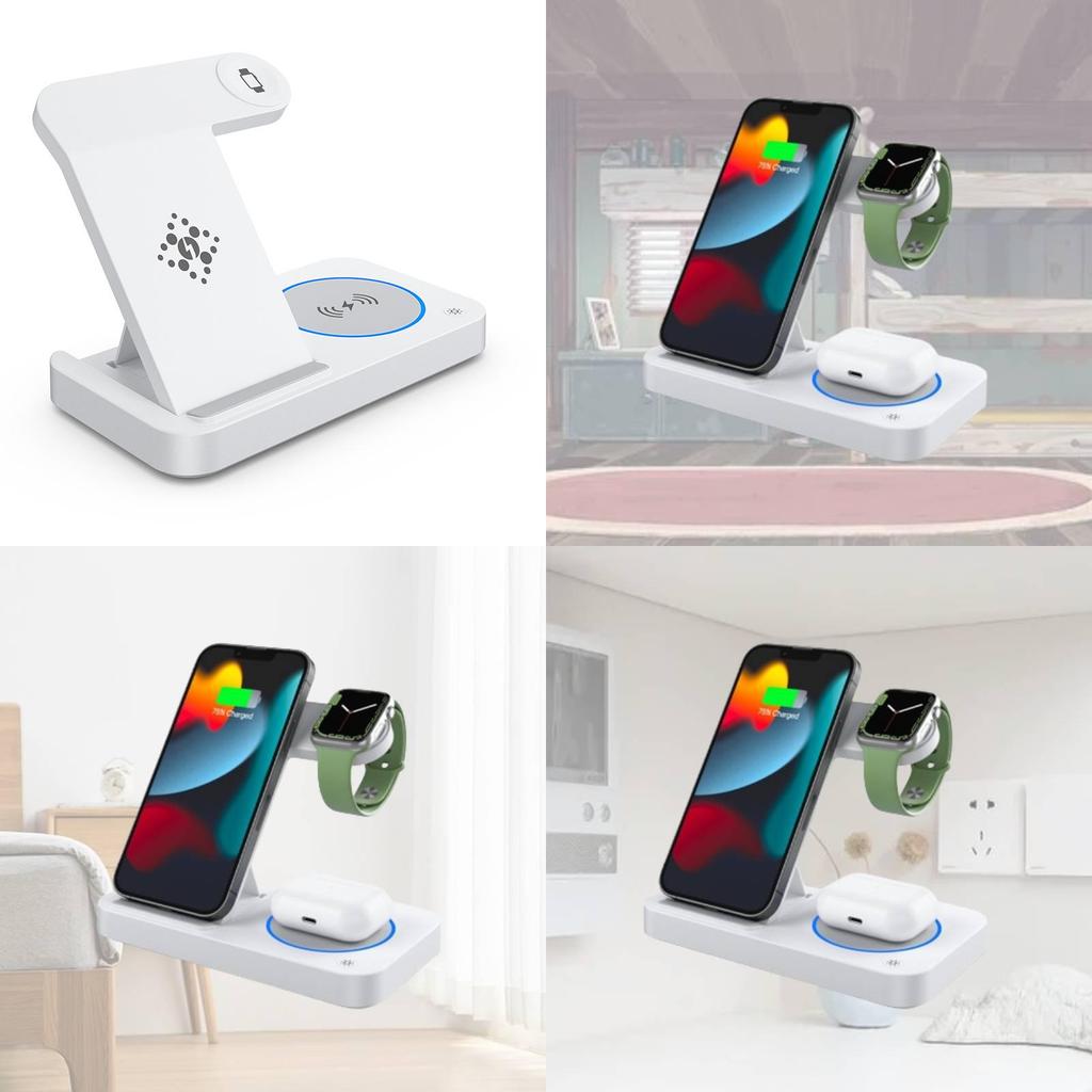 New Foldable Four-in-one Wireless Charger For Apple Watch Earphones And Phone Fast Charging 25w Power Output