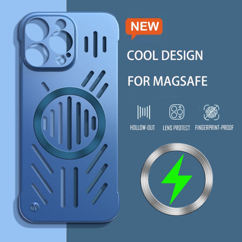 Heat Dissipation Magnetic Phone Case For 17 16 15 14 13 12 11 Pro Max Air For Magsafe Wireless Charging PC Hard Cover