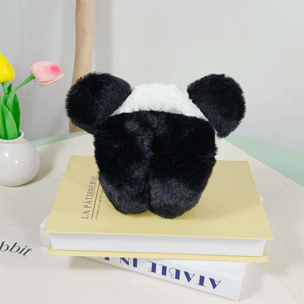 Black & White Cute Bear Earmuffs: Foldable, Plush, Anti-freeze Ear Warmers for Men & Women