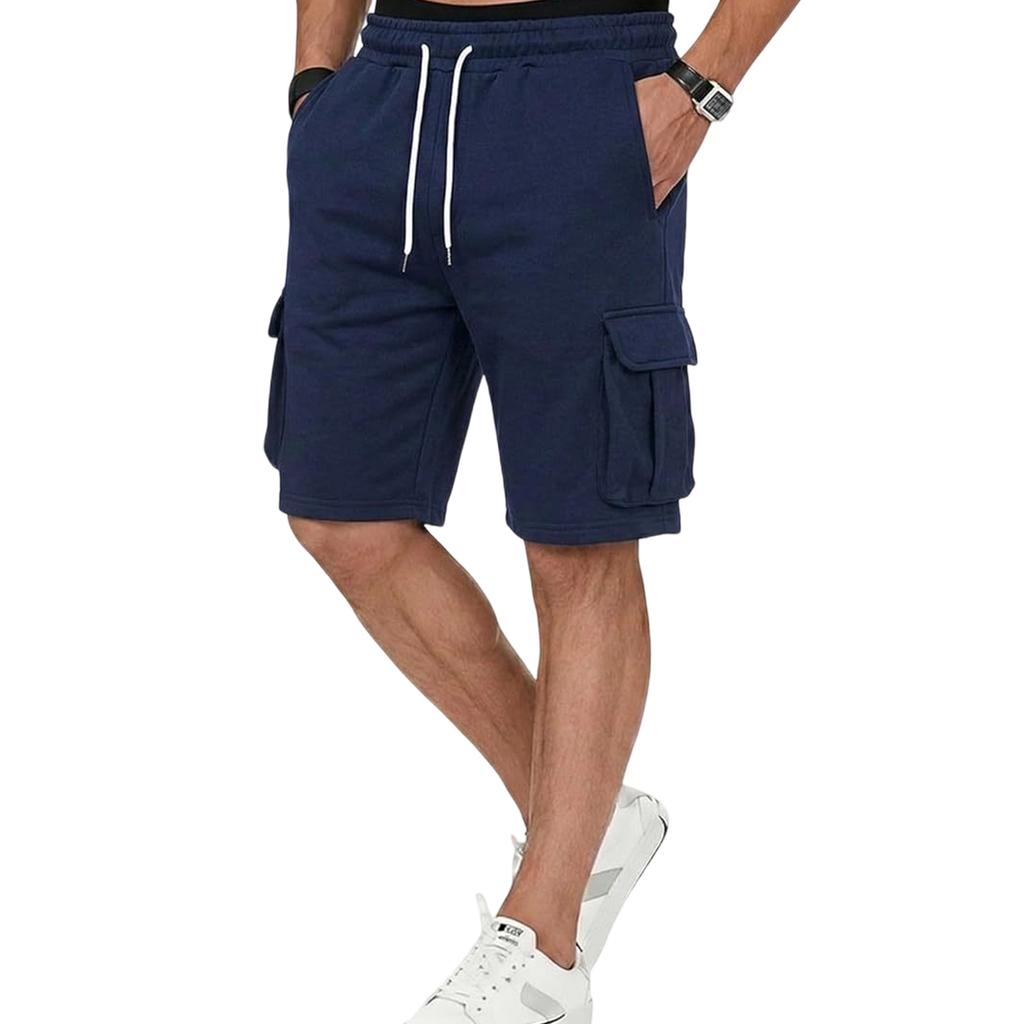 Men Casual Loose Fit Jogger Shorts with Elastic Waist Drawstring and Multiple Pockets for Daily Wear and Sports