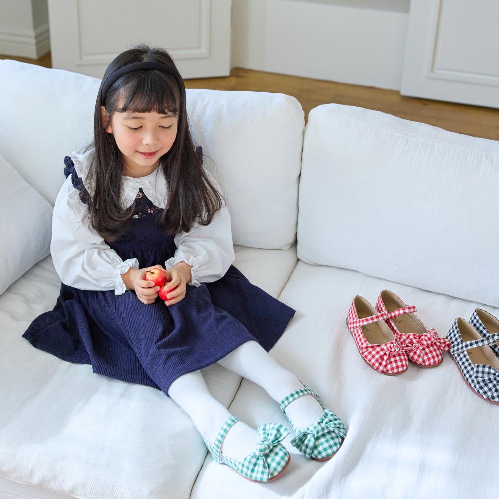 [Babyzzam] Girls' Check Flat Red [Y978-10007]