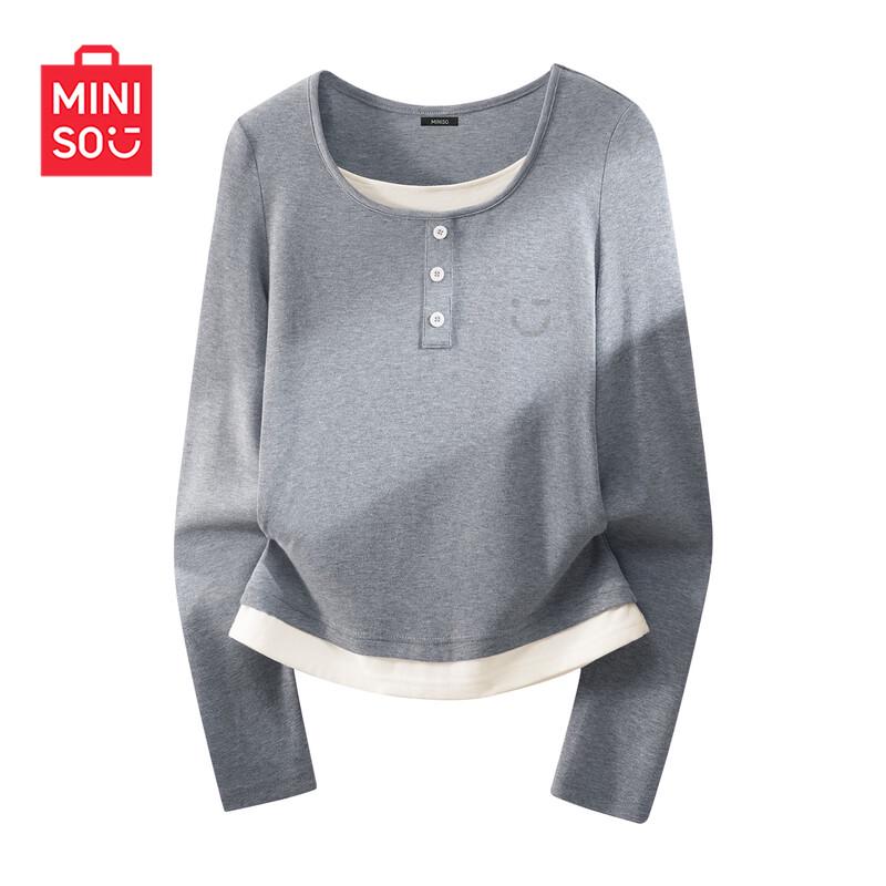 

MINISO Women s U-Neck Long Sleeve Slim-Fit Top XL