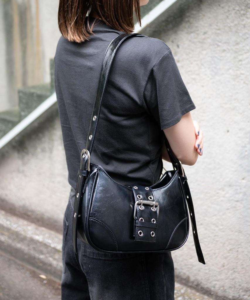 WEGO Mehrweg-Umhängetasche, Halbmond-Design mit Gürtel, Damen, Koreanischer Girly Street Style, Geschenk, Frühling, Sommer, Herbst, Winter, Damen, Größe F,