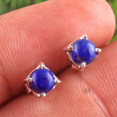 Lapislazuli Edelstein Handgefertigter Ohrstecker 925 Sterlingsilber Damenschmuck