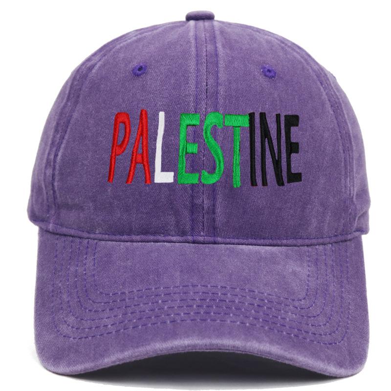 New Embroidered Palestine Vintage Washed Baseball Cap Outdoor Unisex Adjustable Snapback Trucker Hat Fashion for Women Dad Hats