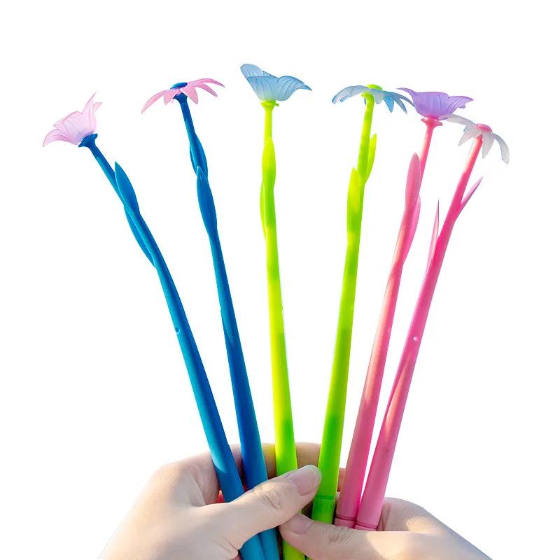 Creative Colorful Flower Neutral Pen Discolored By Light Gel Silicone Student Writing Signature Pen Children's Fun Pen