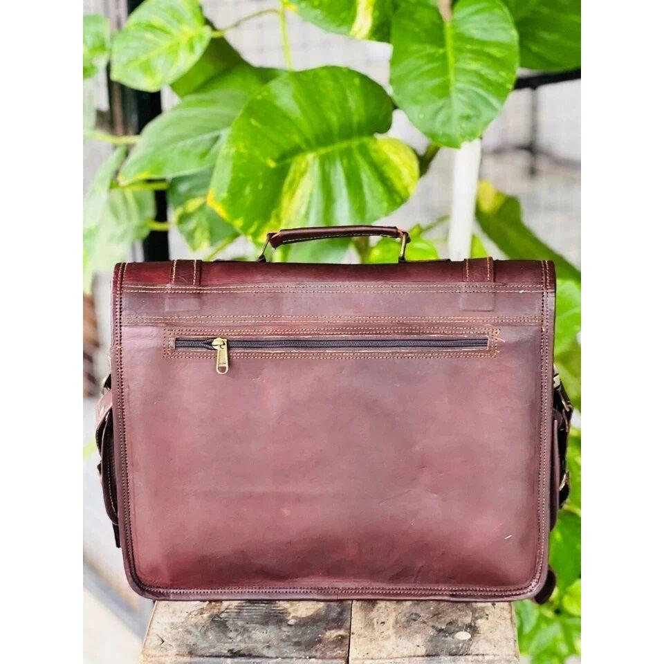 Handmade Men's Leather Vintage Laptop Big Storage Bag Satchel
