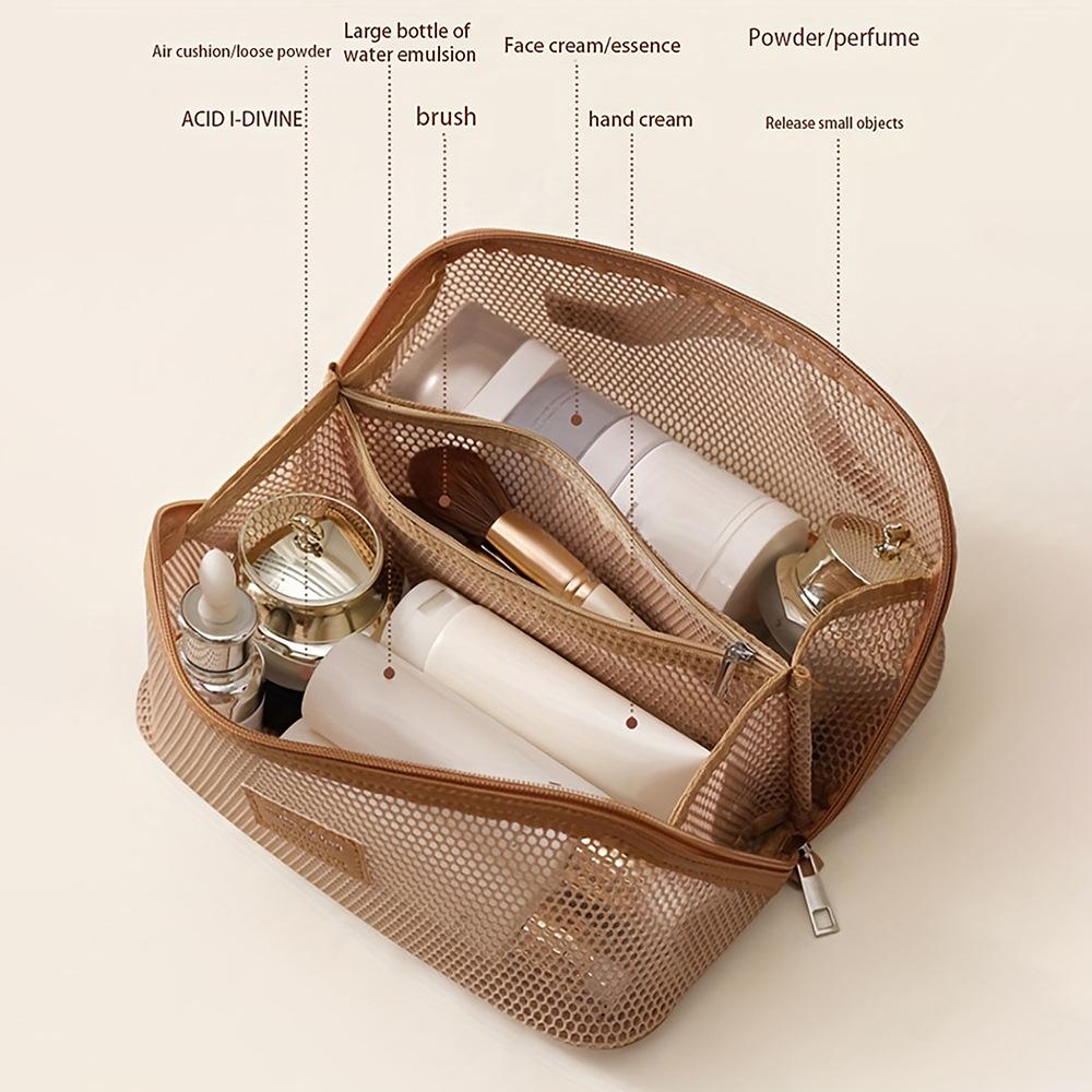 Luxurious Cross-Border Mesh Cosmetic Bag: Spacious, Portable, Compartmentalized Toiletry Organizer
