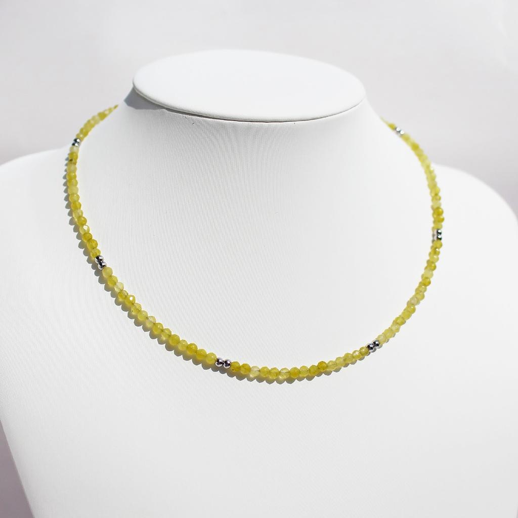 Handmade Original Jewelry Faceted Colored Natural Stone Beaded Necklace Stacked With Very Fine Collarbone Chain 772