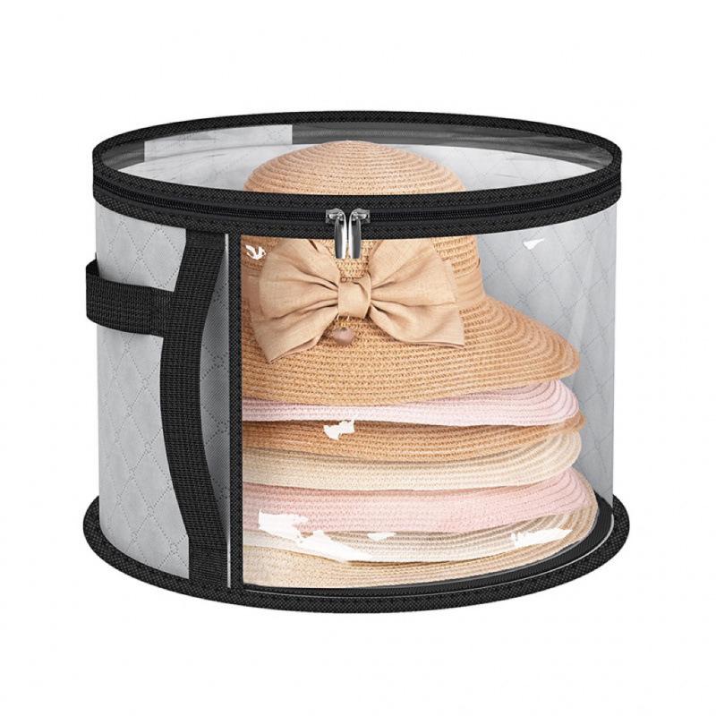 1 Pezzo Organizer Trasparente Portatile Pieghevole per Conservare Cappelli con Cerniera, Design con Ampia Finestra Frontale, Materiale in Tessuto, Lavabile a Mano