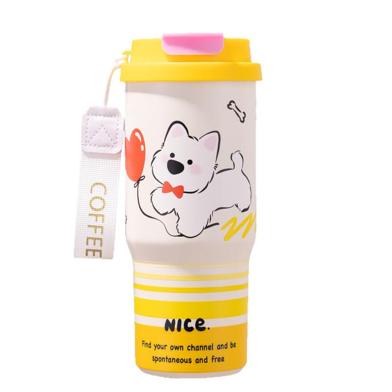 

New high-value cartoon ice cup 304 stainless steel thermos cup outdoor portable car cup girls coffee cup 700ml