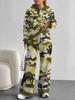 Color Graffiti European and American Autumn and Winter Casual Long-sleeved Suit Women's Hooded Sweater Trousers Two-piece Set
