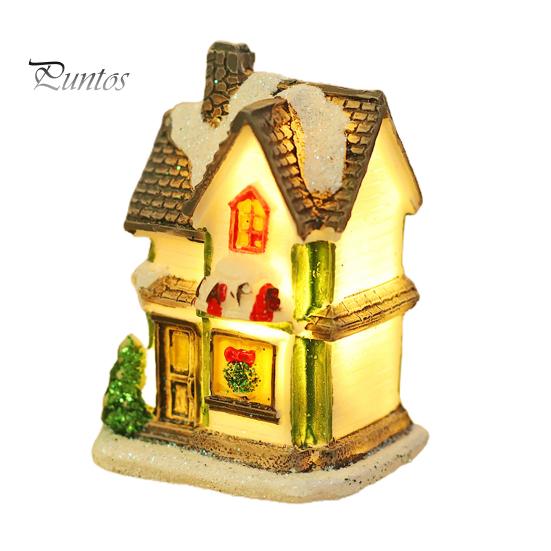 Snøhuspynt europeisk stil tegneseriedesign Festlig lysende mikrolandskap julepyntskjerm med glatt kant