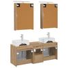 Badezimmerschrank-Set 5-teilig Handwerks-Eiche Holzwerkstoff