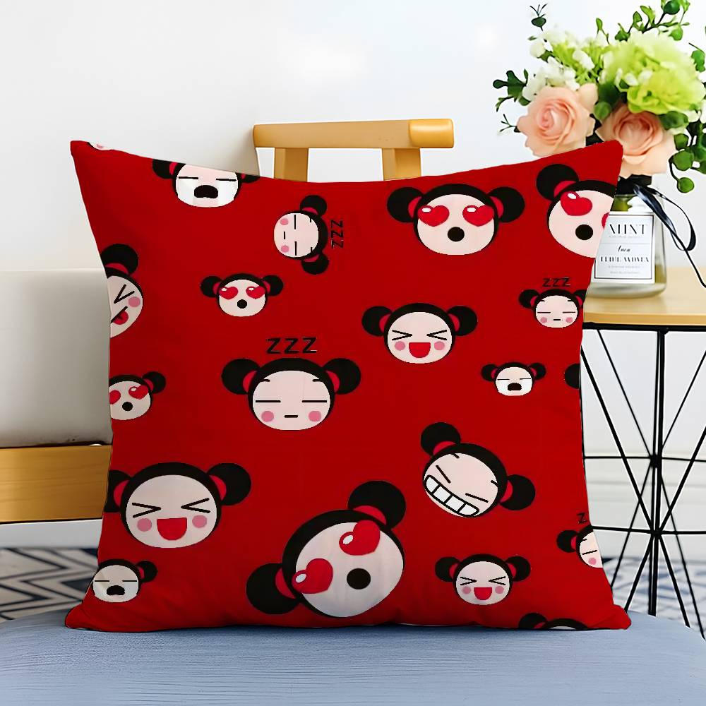 Anime P-Puccas Pillow Case Anti-dustmite Pillowcase Invisible Zipper Silky Short Plush Sofa Cushion Cover